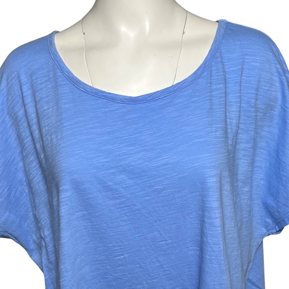 Fresh Produce Cotton Slub Tee Blue Oversized Scoop Neck Boxy T-Shirt One Size - Picture 3 of 10